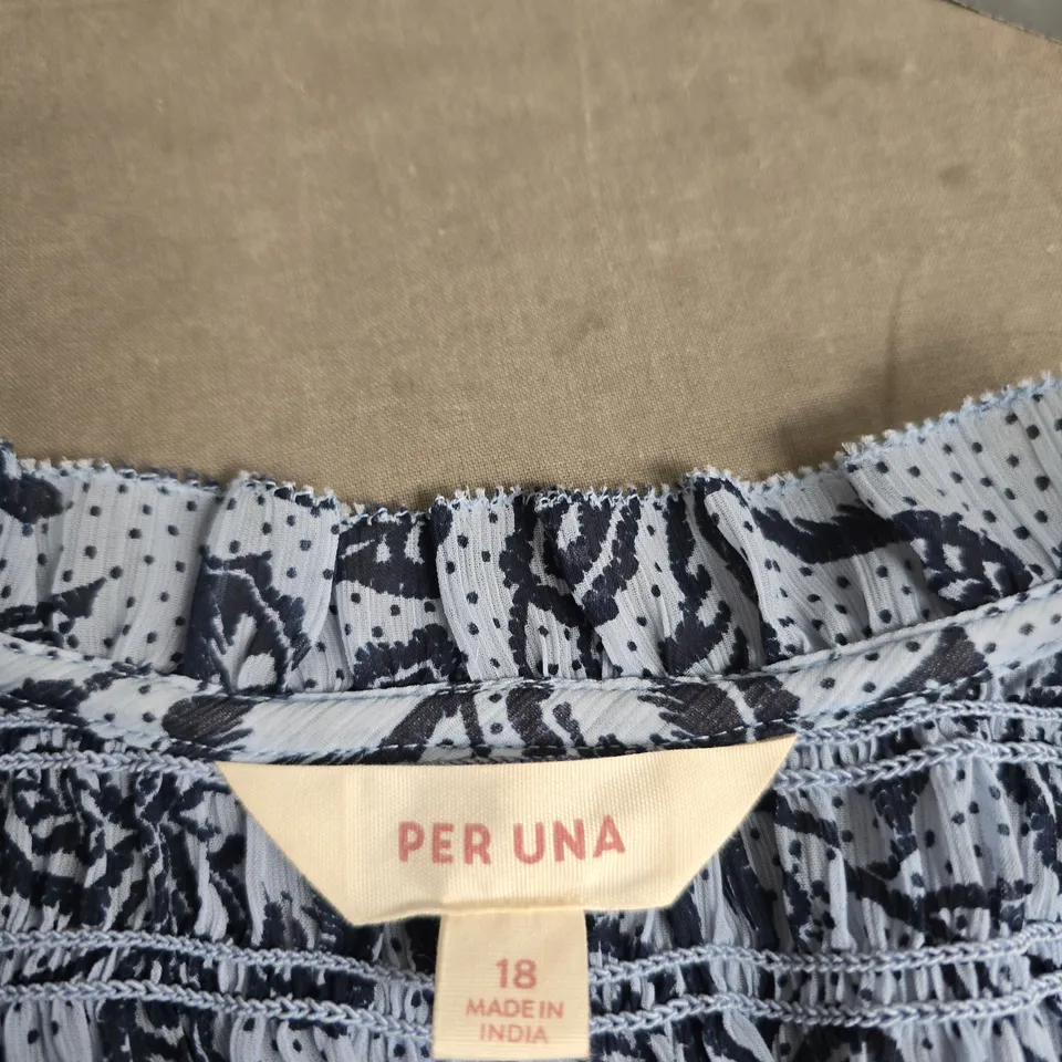 PER UNA WOMEN'S BLOUSE – BLUE FLORAL PRINT, SIZE 18