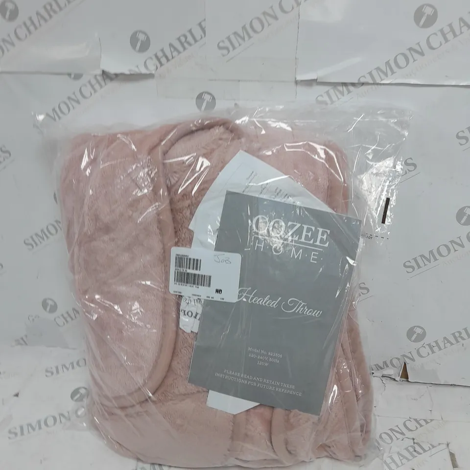 COZEE HOME VELVET SOFT HEATED BLANKET IN PINK