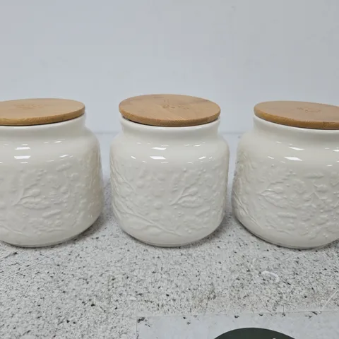 ACORN SET TEA, COFFEE, SUGAR STORAGE JARS