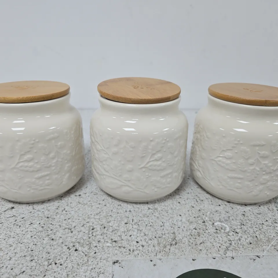 ACORN SET TEA, COFFEE, SUGAR STORAGE JARS