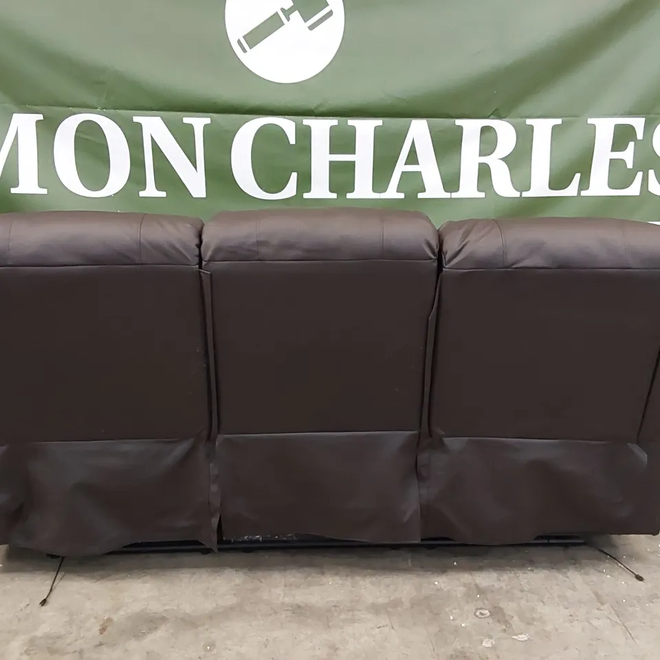 DESIGNER DARK BROWN 3-SEATER ELECTRIC RECLINING SOFA WITH CUP HOLDERS