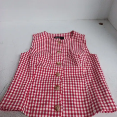 NOBODY'S CHILD SCALLOP WAISTCOAT, RED – UK 8 