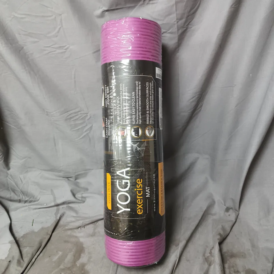 BIONIX SPORTS YOGA EXERCISE MAT – EXTRA THICK, 183CM X 61CM X 1CM (PURPLE ENDS)