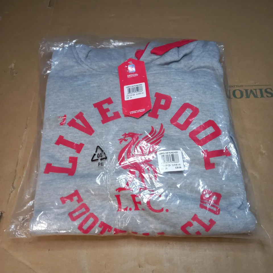 LIVERPOOL FC MENS GRAPHIC FLEECE HOODIE - GREY, 2XL