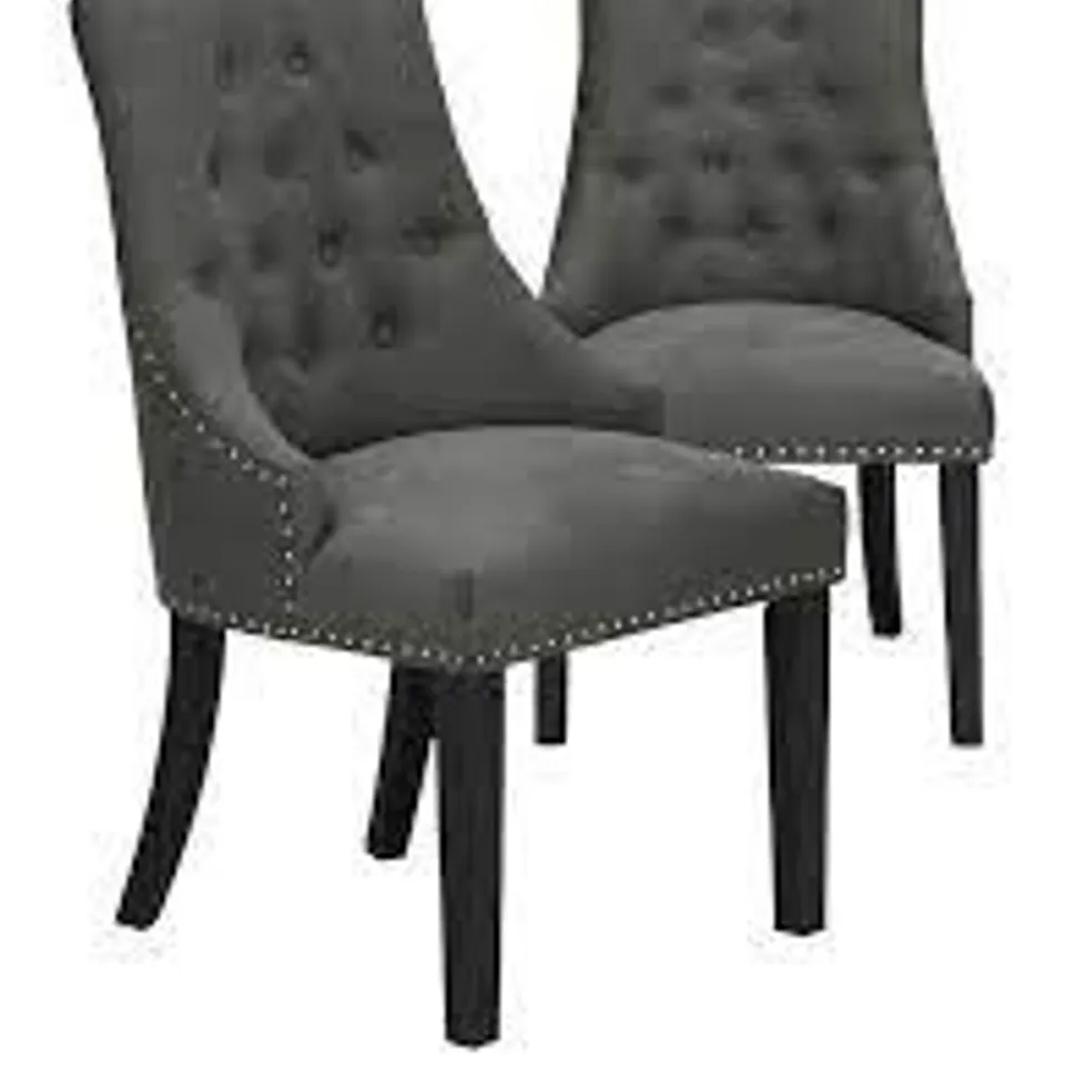 BOXED WARWICK PAIR OF FABRIC DINING CHAIRS - CHARCOAL/BLACK (1 BOX) RRP £299