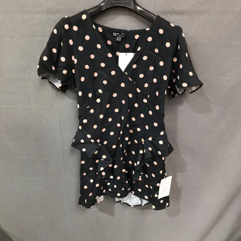 NOBODY'S CHILD WOMEN'S POLKA DOT DRESS – BLACK WITH PINK DOTS, UK 10