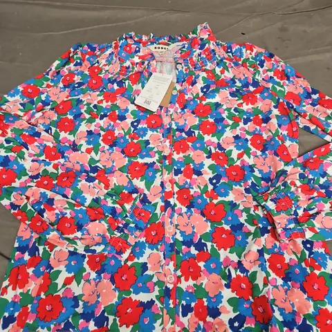 BODEN FAY SMOCKED JERSEY SHIRT - SIZE 12