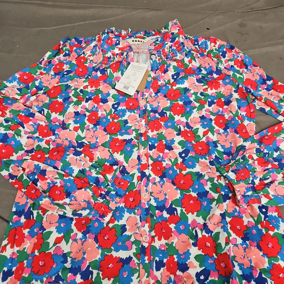 BODEN FAY SMOCKED JERSEY SHIRT - SIZE 12