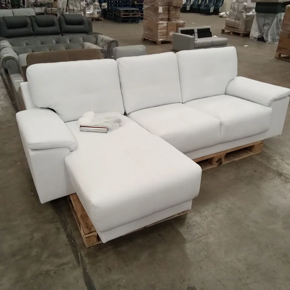 KANSAS L-SHAPE CORNER SOFA, WHITE PREMIUM FAUX LEATHER