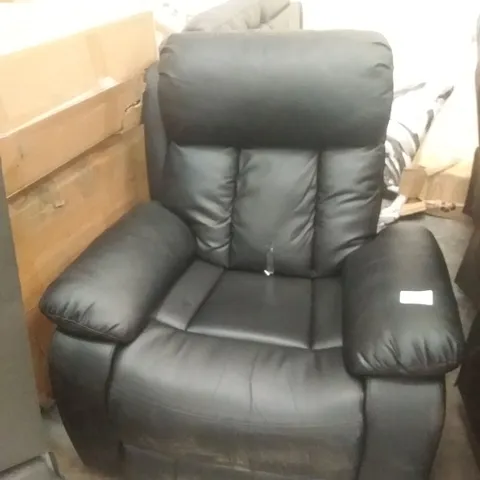DESIGNER BLACK FAUX LEATHER ARMCHAIR- POWER RECLINING
