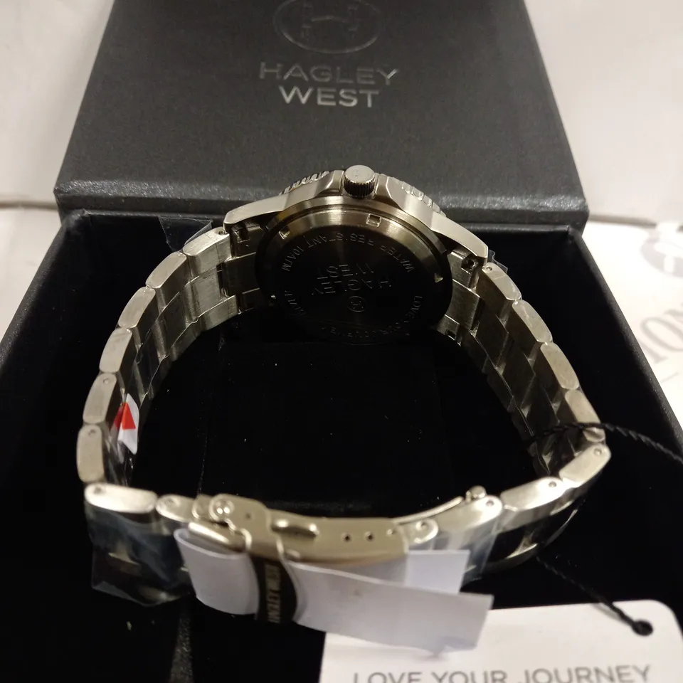 HAGLEY WEST BLACK DIAL SILVER BRACELET WRISTWATCH 