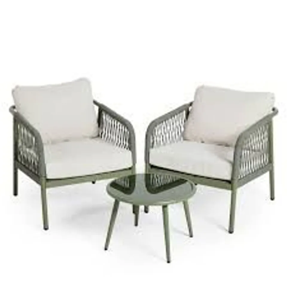 ABODE 3 PIECE ROPE DETAIL INDOOR/OUTDOOR BISTRO SET