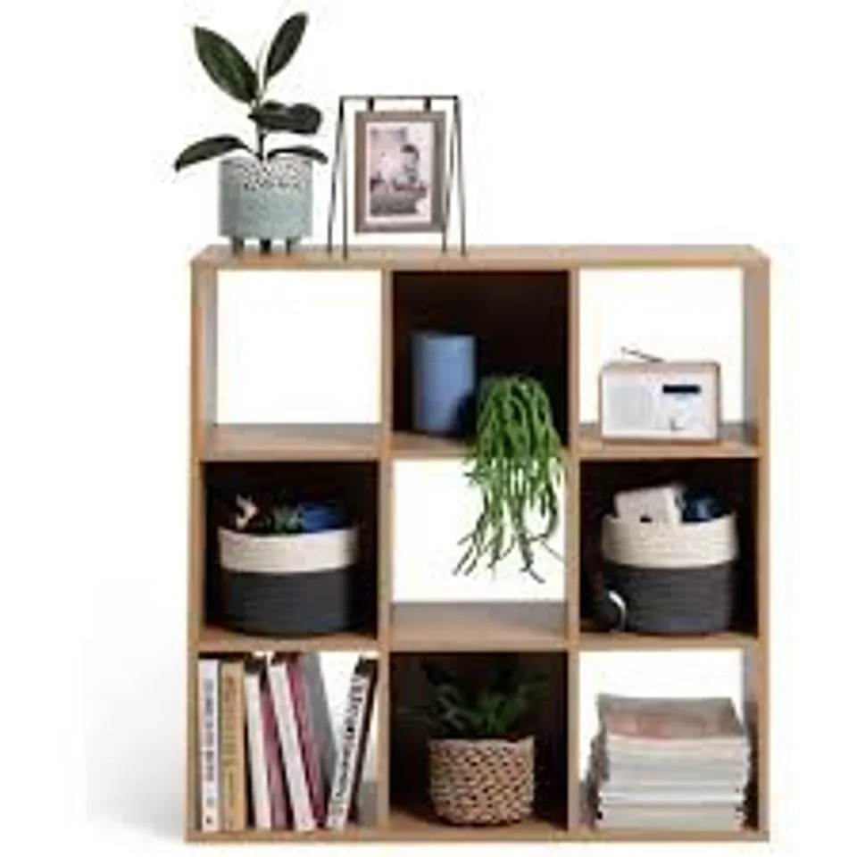 BOXED HOME SQUARES 9 CUBE STORAGE UNIT - OAK EFFECT
