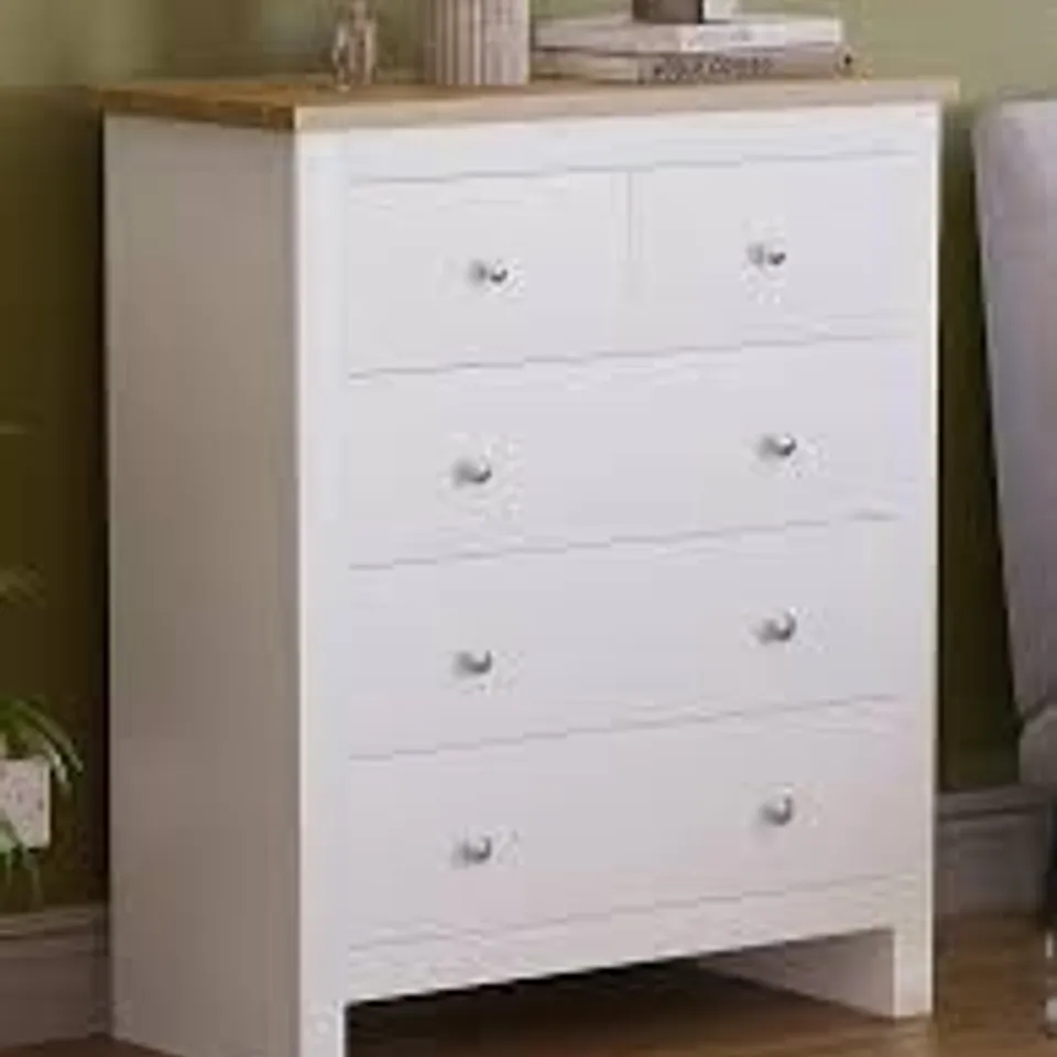 BOXED VIDA DESIGN ARLINGTON 2 + 3 DRAWER CHEST - WHITE