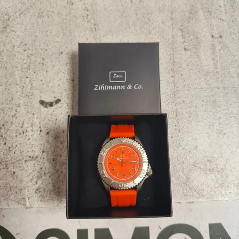 ZIHLMANN & CO. WRISTWATCH – ORANGE DIAL, SILICONE STRAP