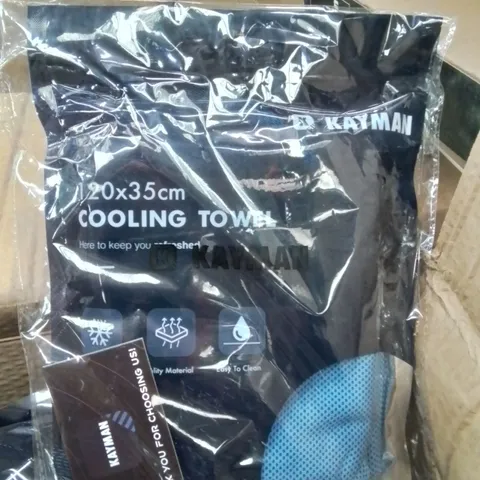 BOX CONTAINING APPROXIMATELY 80 BRAND NEW COOLING TOWELS 