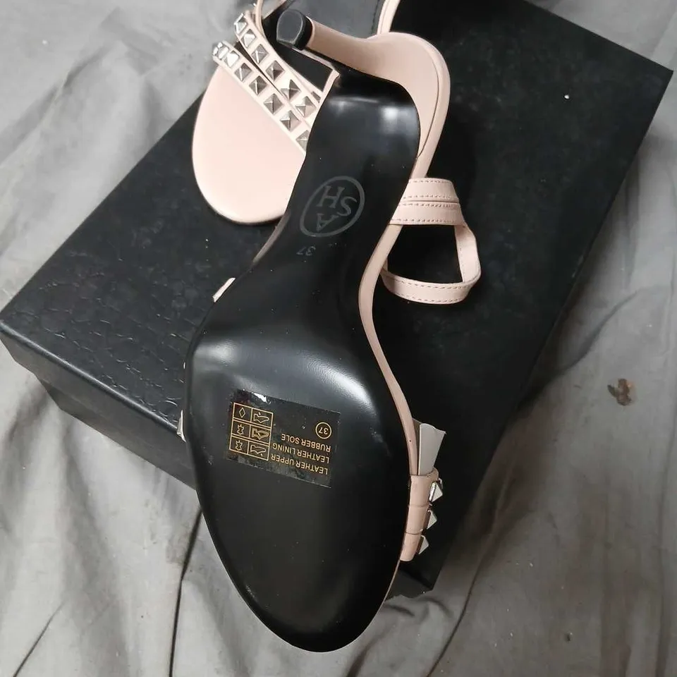 ASH HELLO POWDER SANDALS - NUDE PINK LEATHER, STUDDED STRAPS, UK 4 (EU 37)