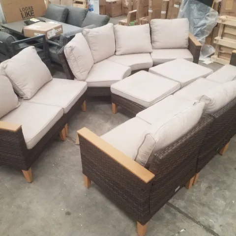 ALL WEATHER WICKER/RATTAN SEATING GROUP WITH CUSHIONS (11 PARTS)
