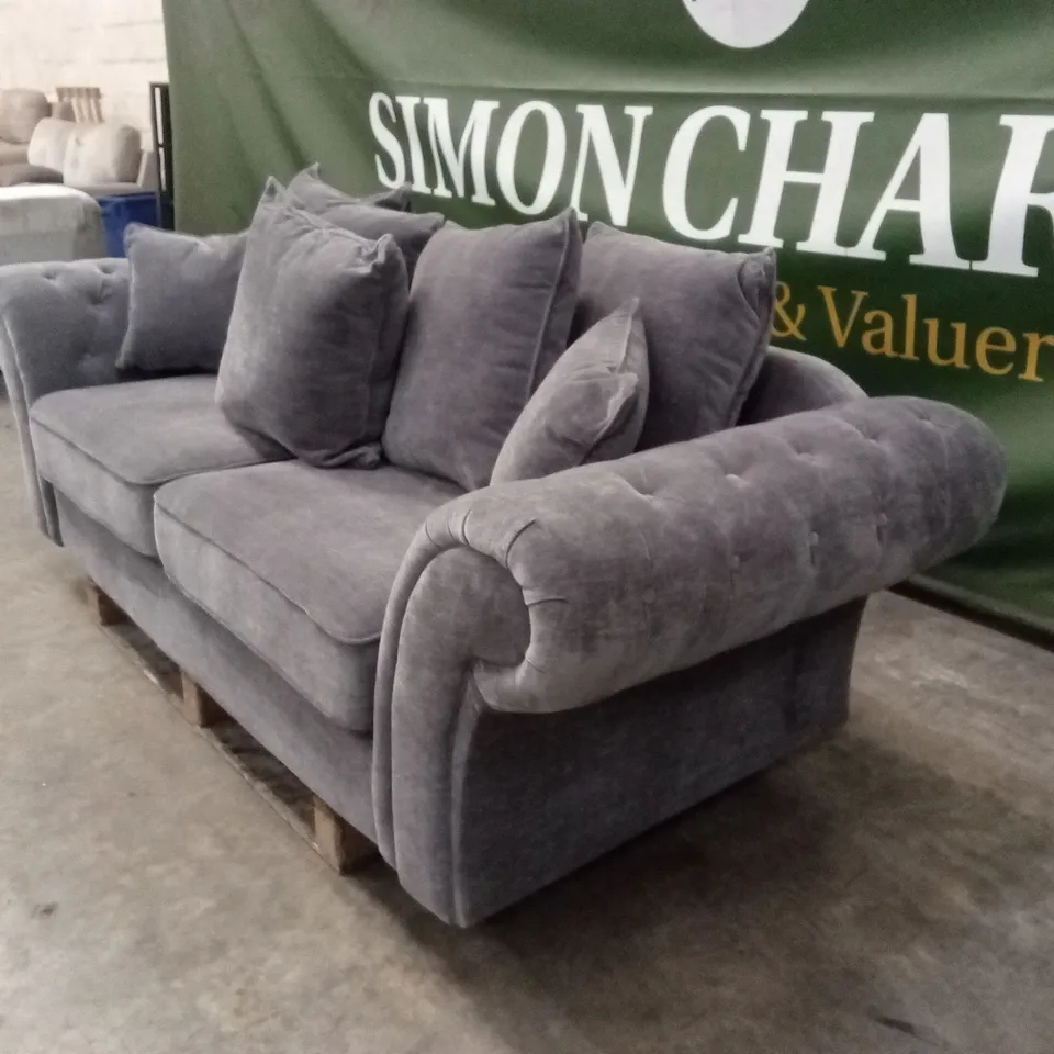WINDSOR FABRIC SCATTER BACK 3 SEATER SOFA - GREY RRP £949