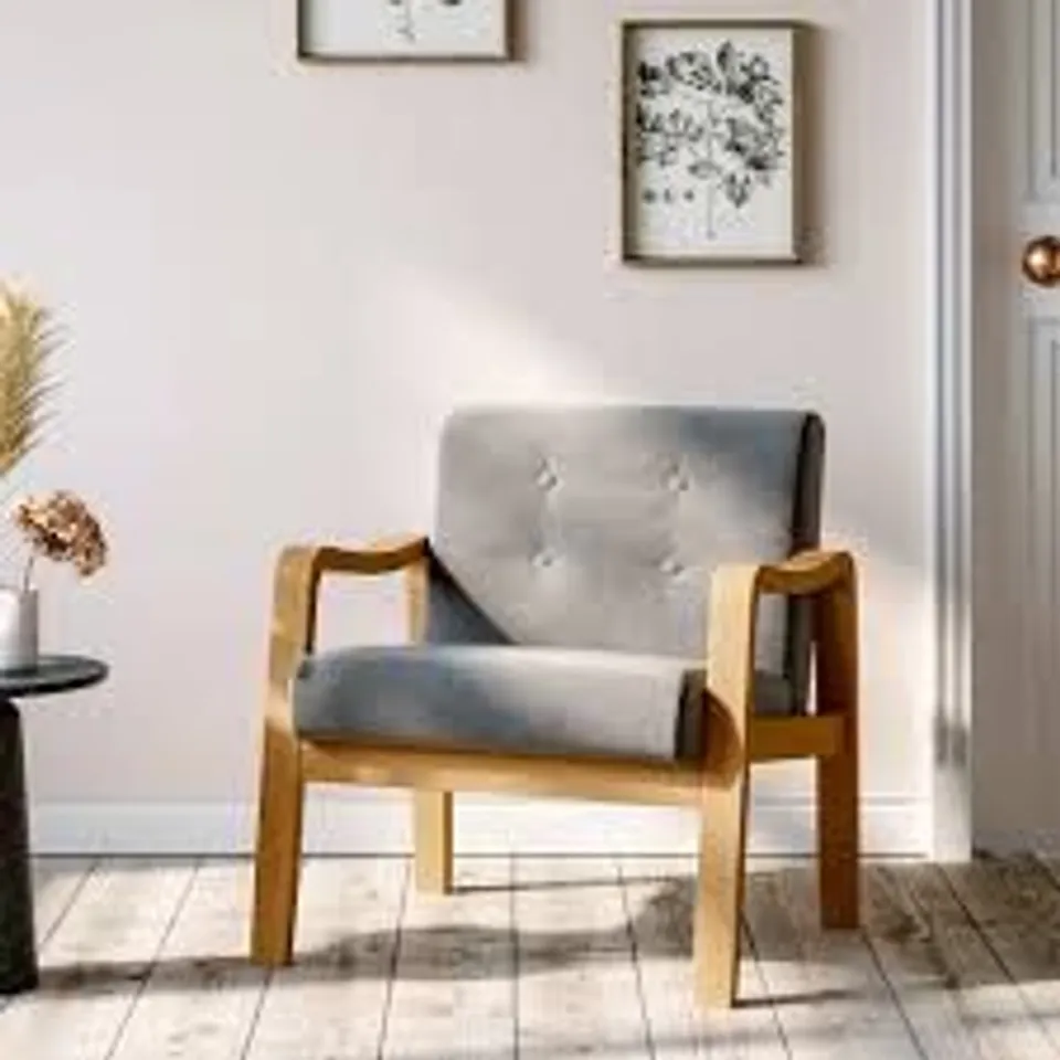 BOXED CRAIG UPHOLSTERED ARMCHAIR - GREY (1 BOX)