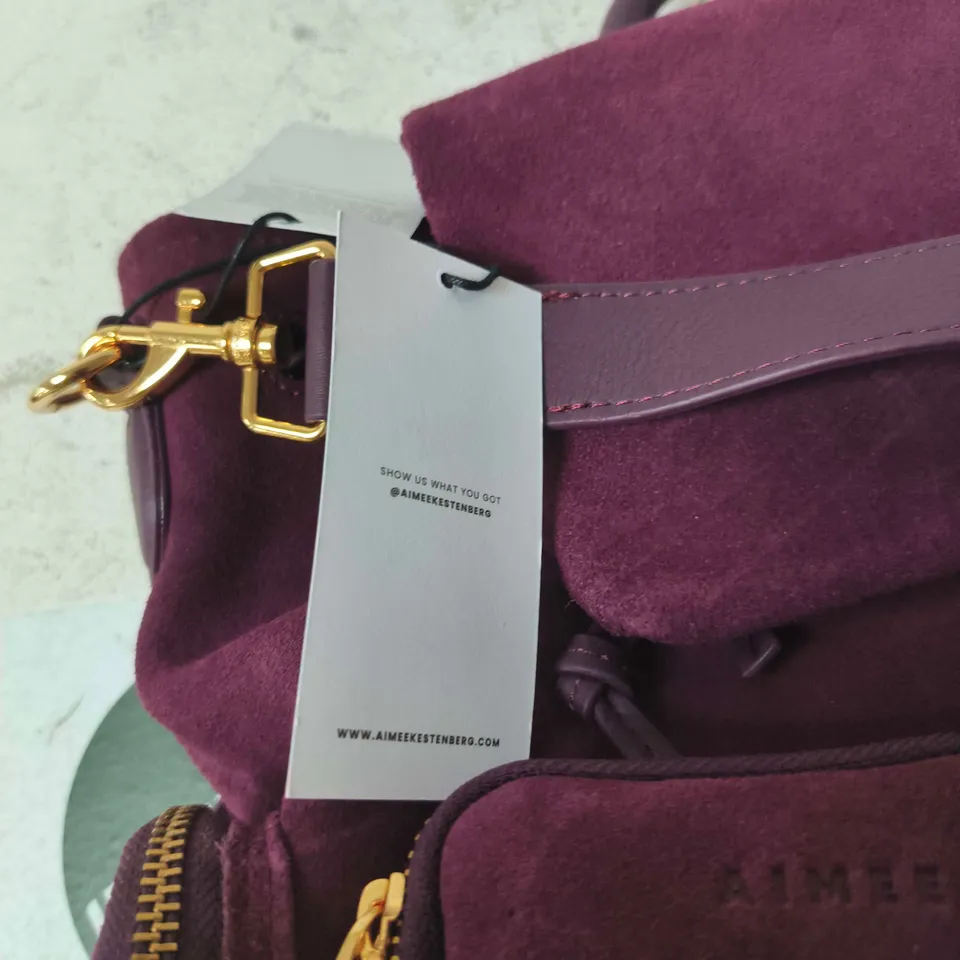 AIMEE KESTENBERG PURPLE SUEDE HANDBAG WITH GOLD HARDWARE