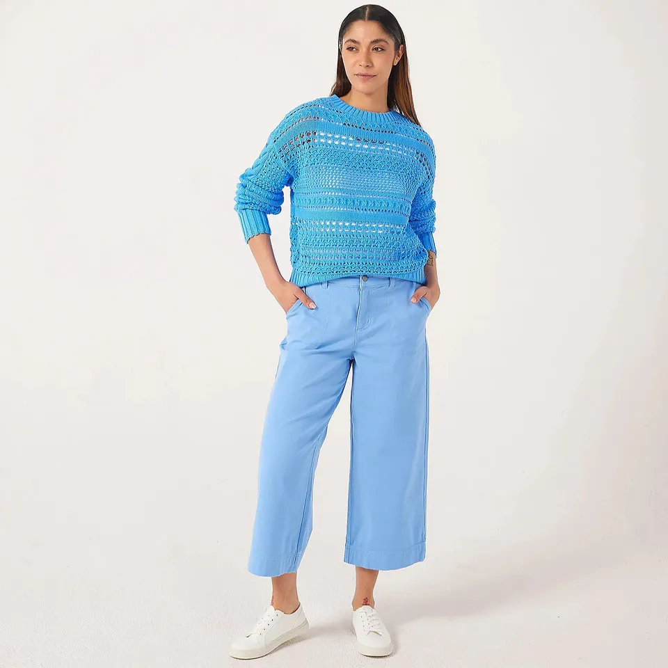 BEN DE LISI POINTELLE KNITTED JUMPER BLUE XXXL