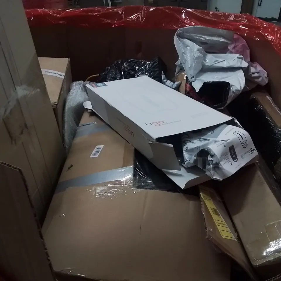 PALLET OF ASSORTED HOUSEHOLD GOODS AND PRODUCTS TO INCLUDE;COMPUTER CASE,BED TABLE,KIDS SWORD
