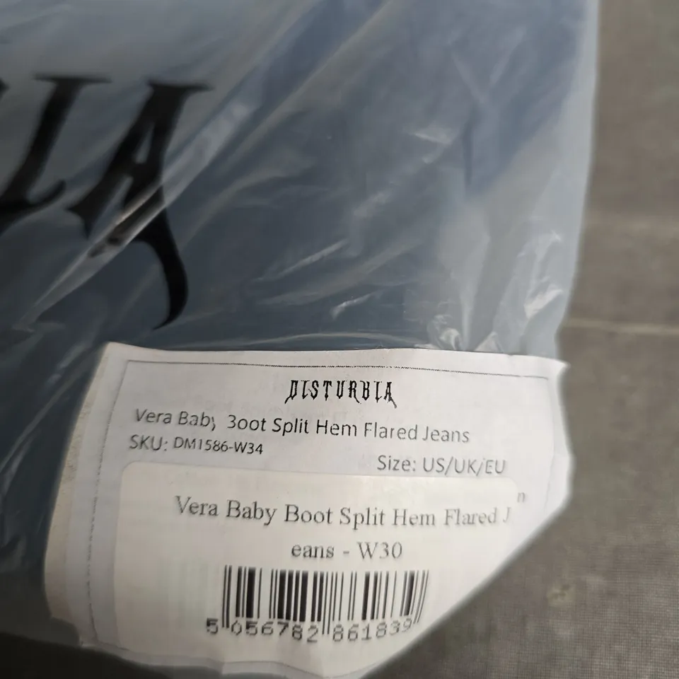 DISTURBIA VERA BABY BOOT SPLIT HEM FLARED JEANS – W30