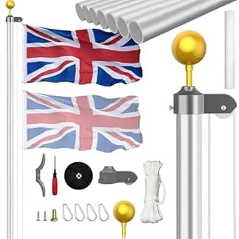 BOXED DISPLAY4TOP 20FT SECTIONAL FLAGPOLE KIT WITH UK FLAG