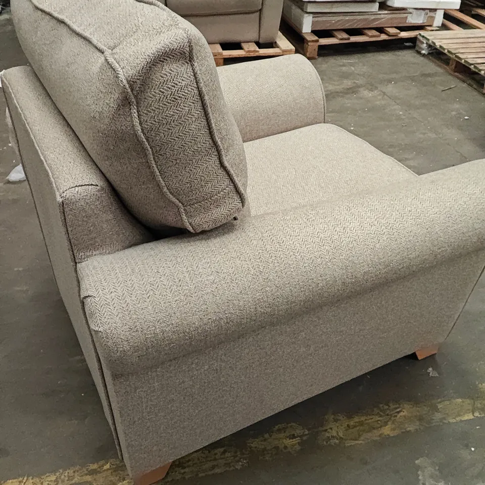 PATTERNED LIGHT NATURAL FABRIC SOFA SET INCLUDES TWO-SEATER AND ONE SEATER