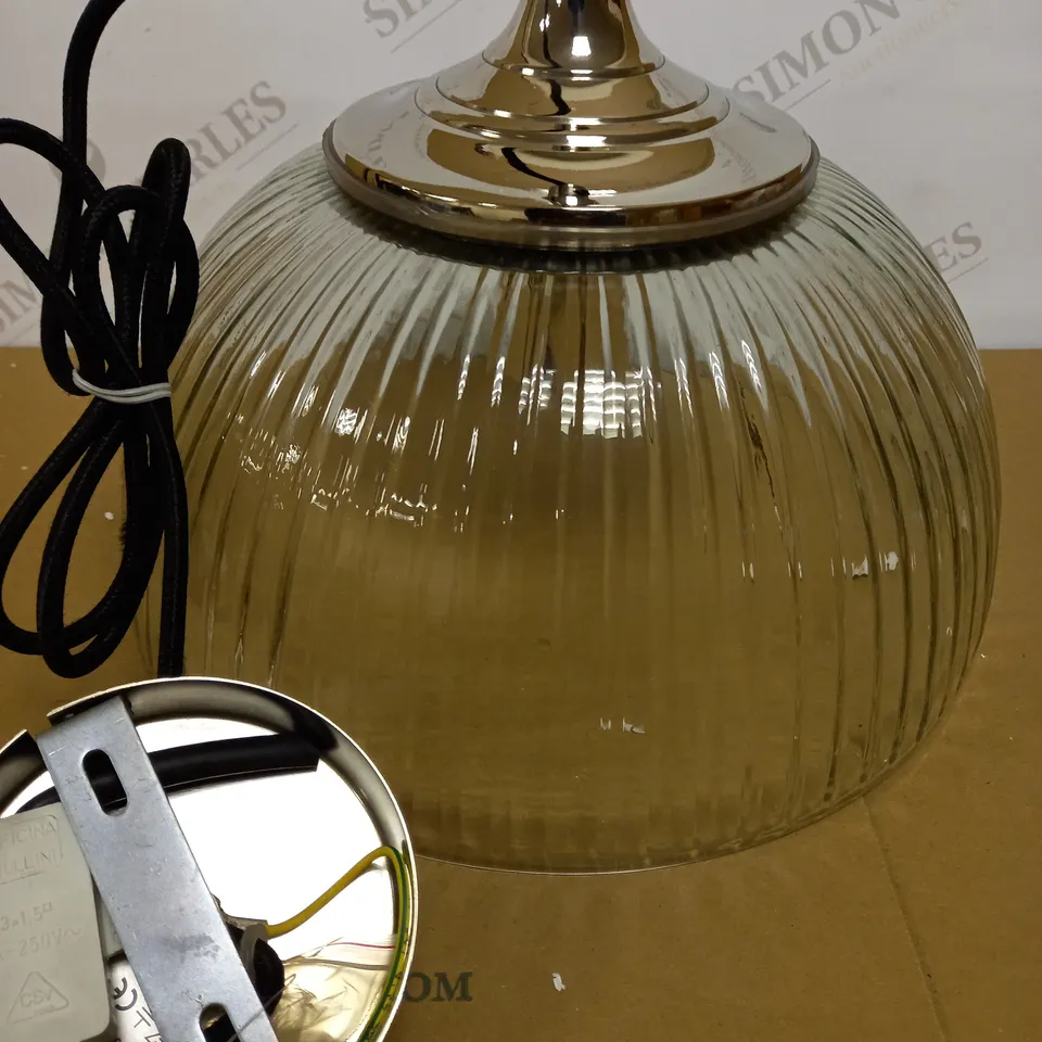 DAR LIGHTING YAMBOL PENDANT POLISHED NICKEL CLEAR GLASS LIGHT FIXTURE