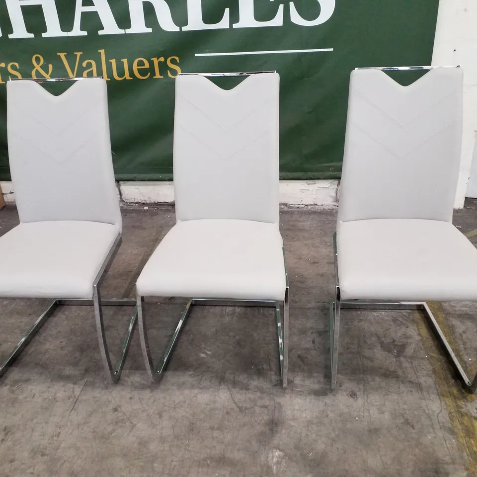 SET OF 3 LIGHT GREY DINING CHAIRS