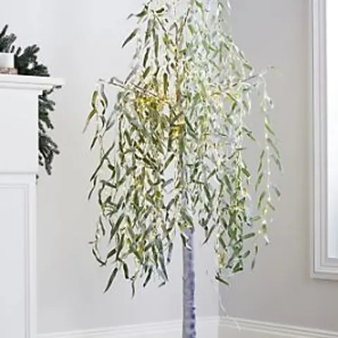 OUTLET ALISON CORK 180CM PRE-LIT SAGE GREEN LEAF WILLOW TREE - COLLECTION ONLY