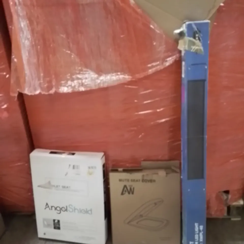 PALLET OF ASSORTED HOUSEHOLD GOODS AND PRODUCTS TO INCLUDE;TOILET SEAT,TOILET SEAT COVER,LED AQUARIUM LIGHT