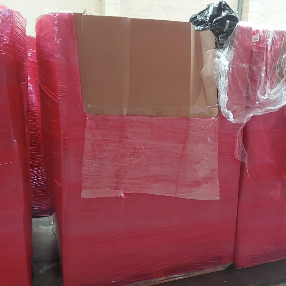 PALLET OF ASSORTED ITEMS INCLUDING: ELECTRIC FRYERS, ROWING MACHINE, INFLATABLE POOLS, ELECTRIC RICE COOKER, CHAIR MAT, GAMING CHAIR PARTS ECT
