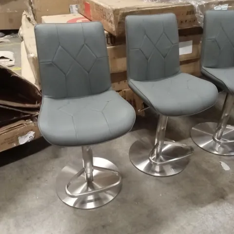SET OF 2 DANETTI GREY LEATHER BARSTOOLS