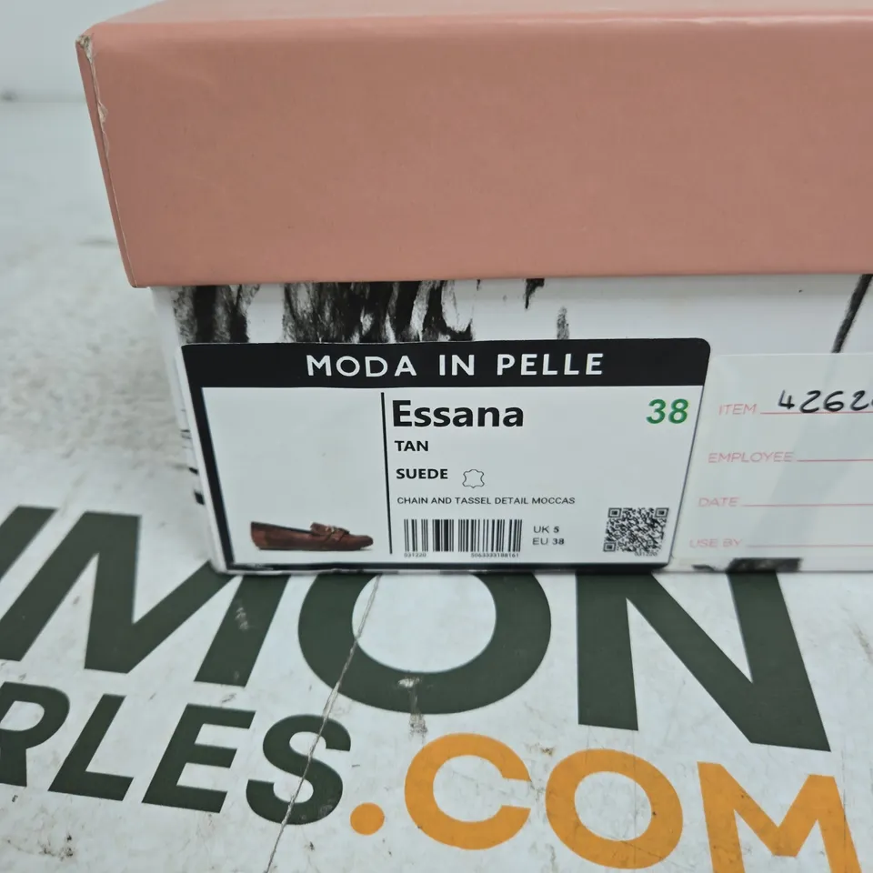 MODA IN PELLE ESSANA TAN SUEDE TASSEL LOAFERS – UK 5 (EU 38)
