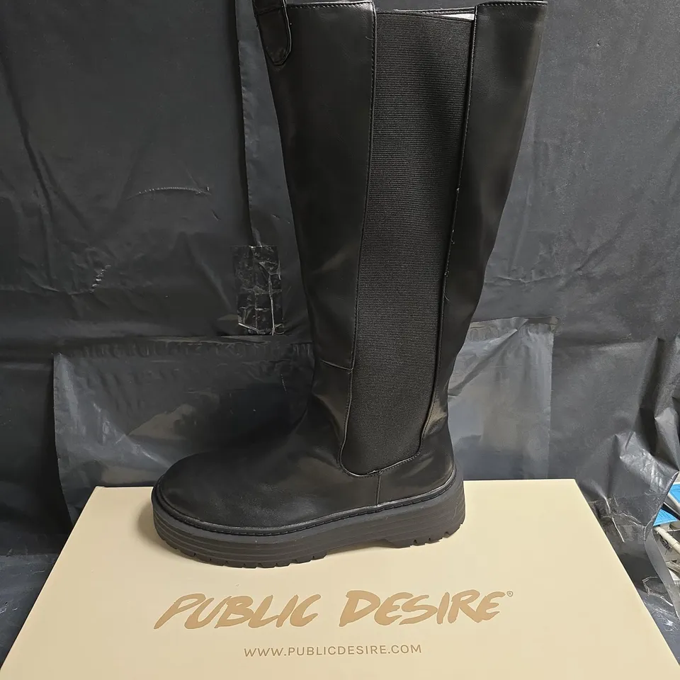PUBLIC DESIRE ANDI KNEE-HIGH BOOTS - BLACK, UK 8