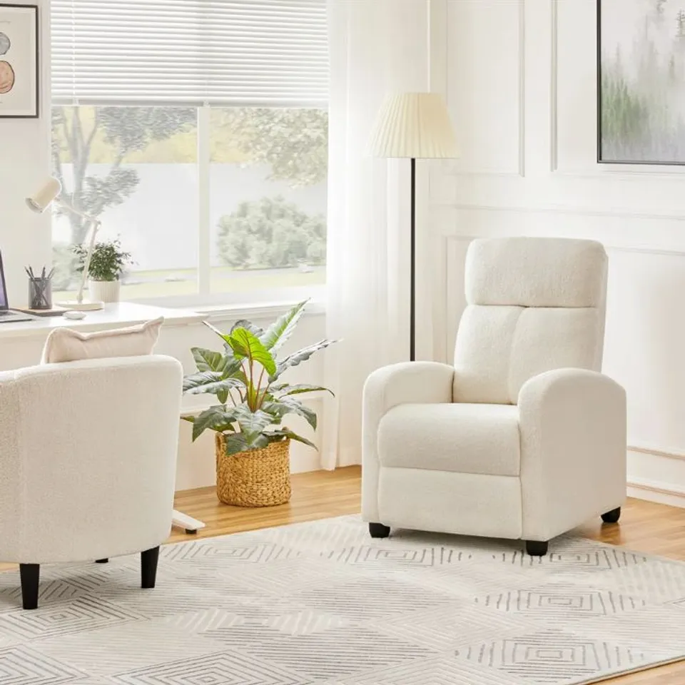 BOXED MANUAL PUSH BACK RECLINER - IVORY