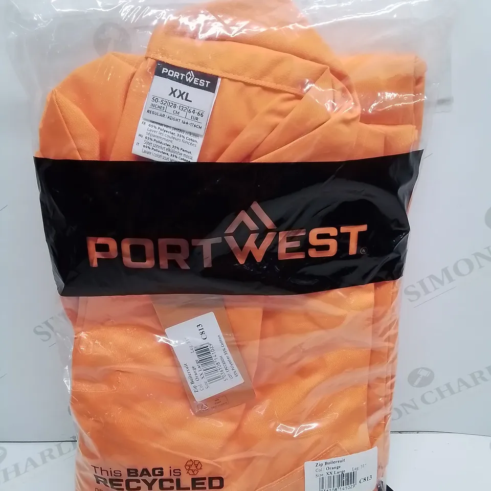 BRAND NEW PORT WEST ORANGE ZIP BOILER SUIT - XXL 31" LEG