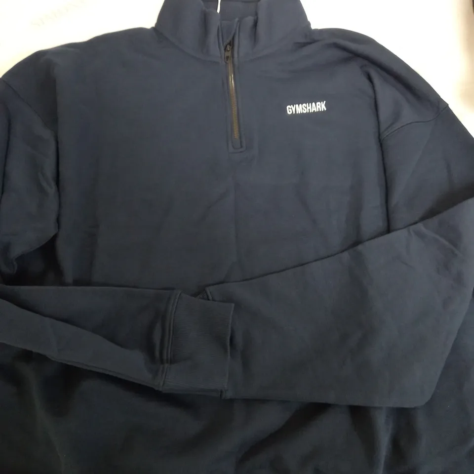 GYMSHARK QUARTER ZIP IN NAVY - MEDIUM