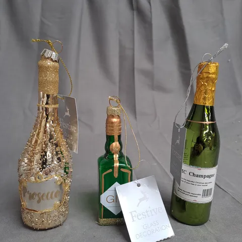 3 X BOXED ALCOHOL DECORATION BOTTLE FOR THE CHRISTMAS TREE