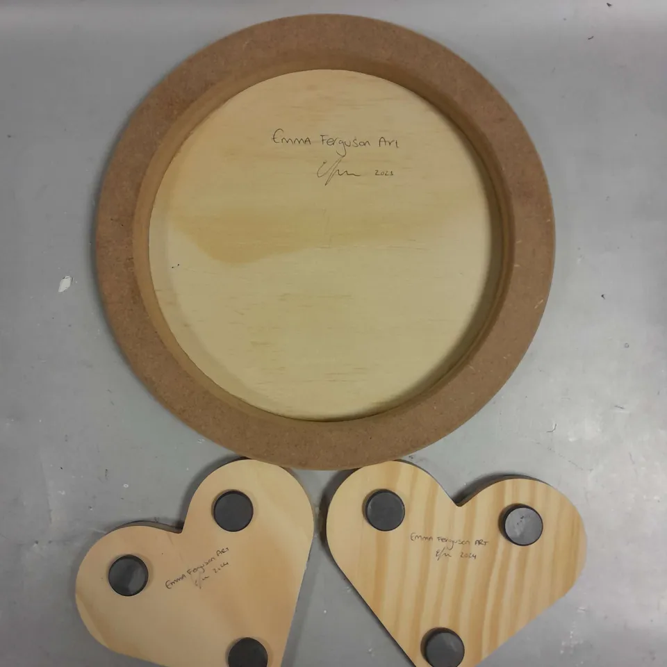 EMMA FERGUSON ART WORK PAINTED WOODEN SHAPES 