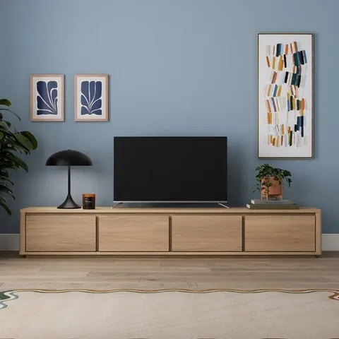 BOXED MALIK LOW SUPER WIDE LIGHT OAK TV UNIT FOR TVS UP TO 85" (1 BOX)