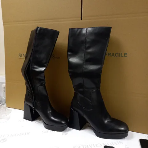 PULL & BEAR BOTA TACON PLATAFORMA BOOTS  UK- 6 BLACK