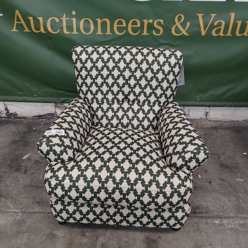 QUALITY BRITISH DESIGNER LOUNGE Co JOSHUA CHAIR WOODLAND MOSS FABRIC 