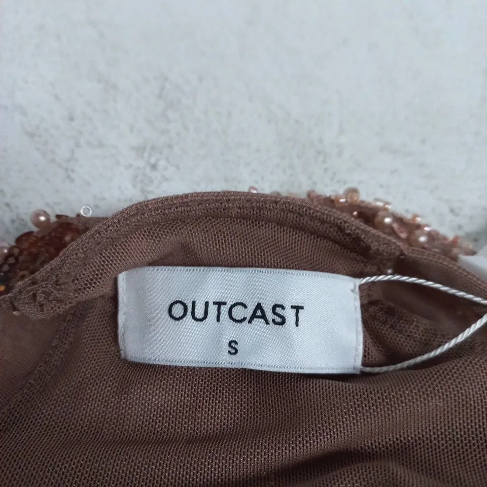 OUTCAST PATIENCE CROP TOP TAUPE – UK SIZE S