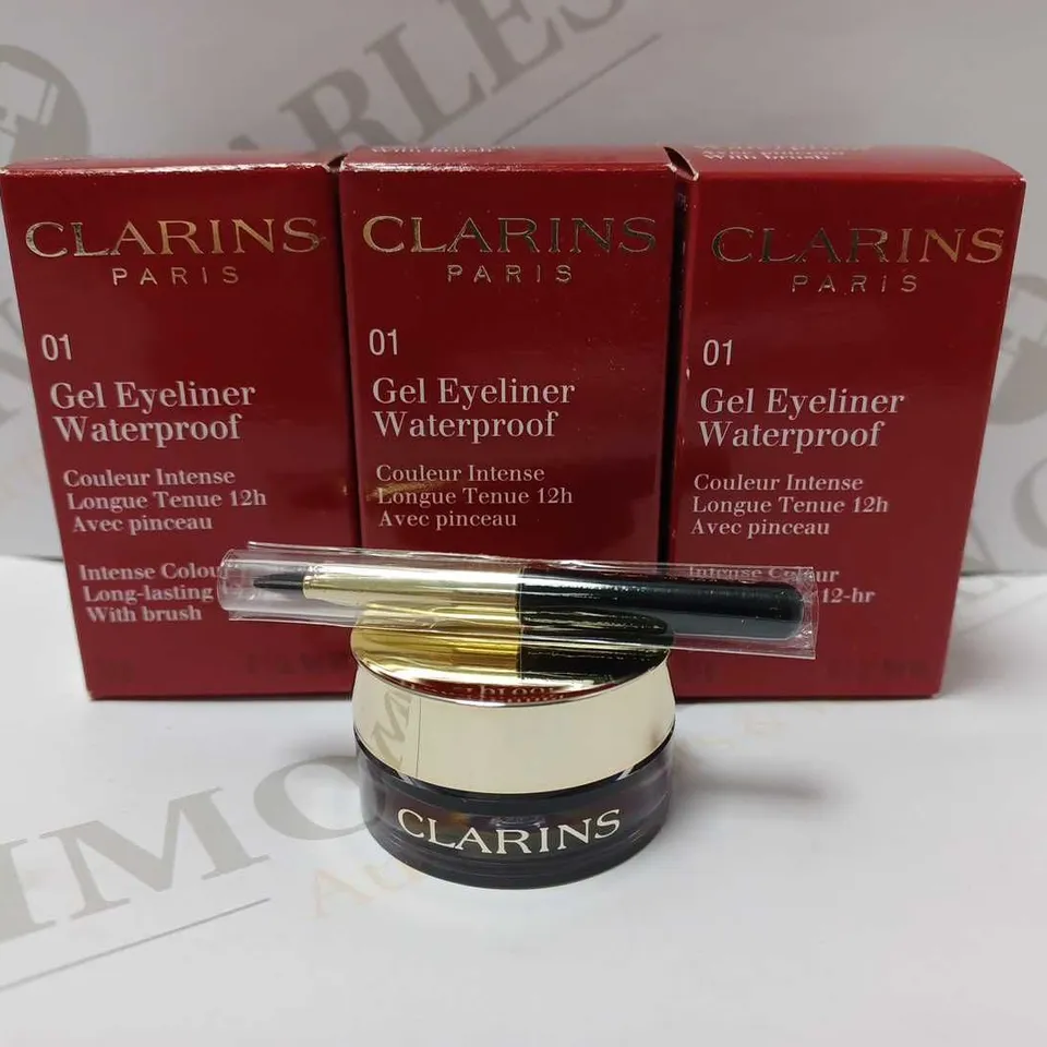 LOT OF 4 CLARINS GEL WATERPROOF EYELINERS - #01 BLACK