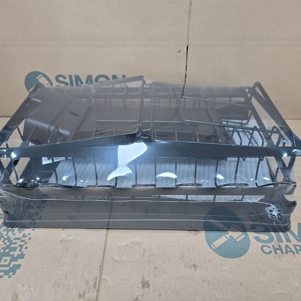 SEALED 2 TIER DISH DRYING RACK IN BLACK