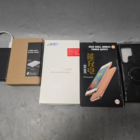 APPROXIMATELY 10 ASSORTED ITEMS TO INCLUDE - PHONE CASE , 5000MAH POWER BANK , BATTERY CASE ETC